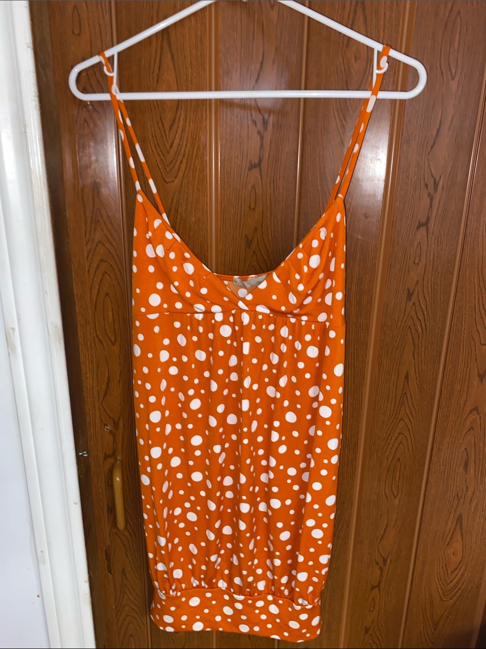 Vintage small Ladies Orange Polka Dot One-Piece Dress